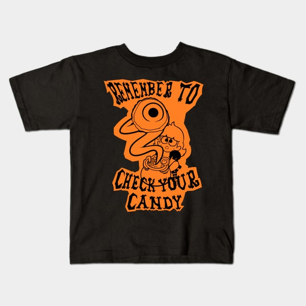 Pumpkin: Check Your Candy, Orange Kids T-Shirt by SkinsMcKenzie